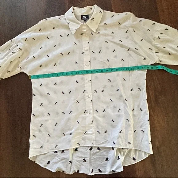 W by Worth White Dragonfly Print Cotton Tunic Top Size L - Picture 8 of 8